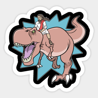 Jesus On The T-Rex Dinosaur Dino Sticker